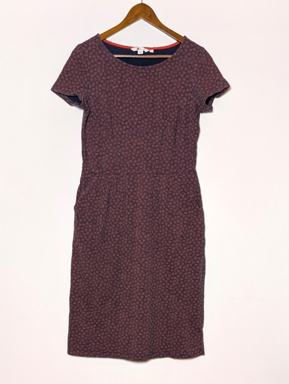 Boden Classic Short-Sleeve Casual Dress Floral Print Navy Orange Print Size 6L